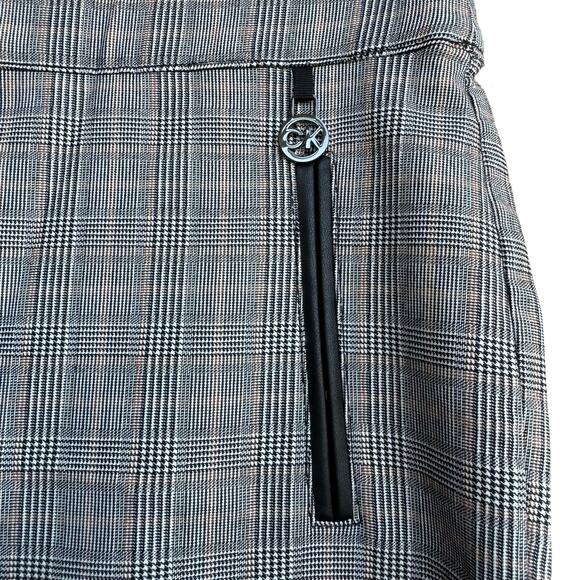 New Calvin Klein Women Gray Plaid Stretch Flat Front Mid Rise Suit Pants 8 - Picture 6 of 7